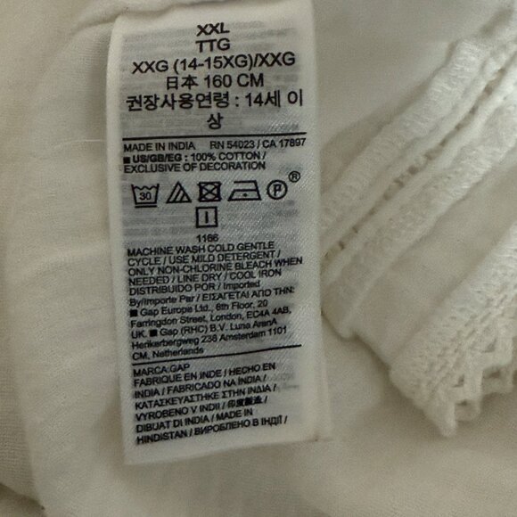 Gap Kids Ruffle Tiered Cotton Dress XXL 14-16 White Lightweight Casual Summer - Picture 4 of 4